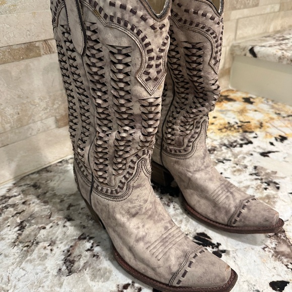 Women's Beige Cowboy Boots - Picture 2 of 6